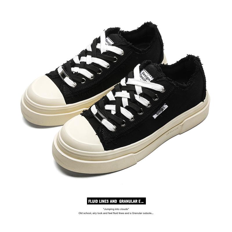 

Классические парусиновые туфли-полумесяцы, ретро-платформа, универсальные черные повседневные мужские туфли, женские туфли 44 чёрный