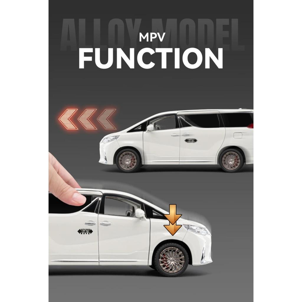 1/18 Lexus LM300 Electric Door MPV Alloy Car Model Sound and Light Pull Back Children's Toy Collectibles Birthday Gift Boyfriend