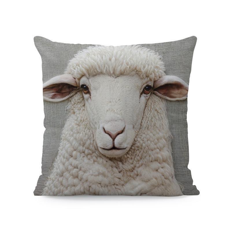 Modern Vintage Alpaca-Themed Pillowcase with Double-Sided Print and Zipper Closure