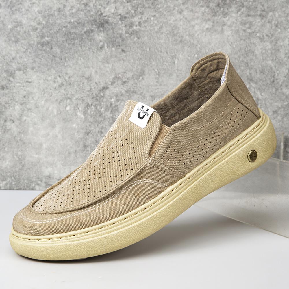 Men's Summer Breathable Slip-On Canvas Shoes - Casual, Fashionable, and Comfortable