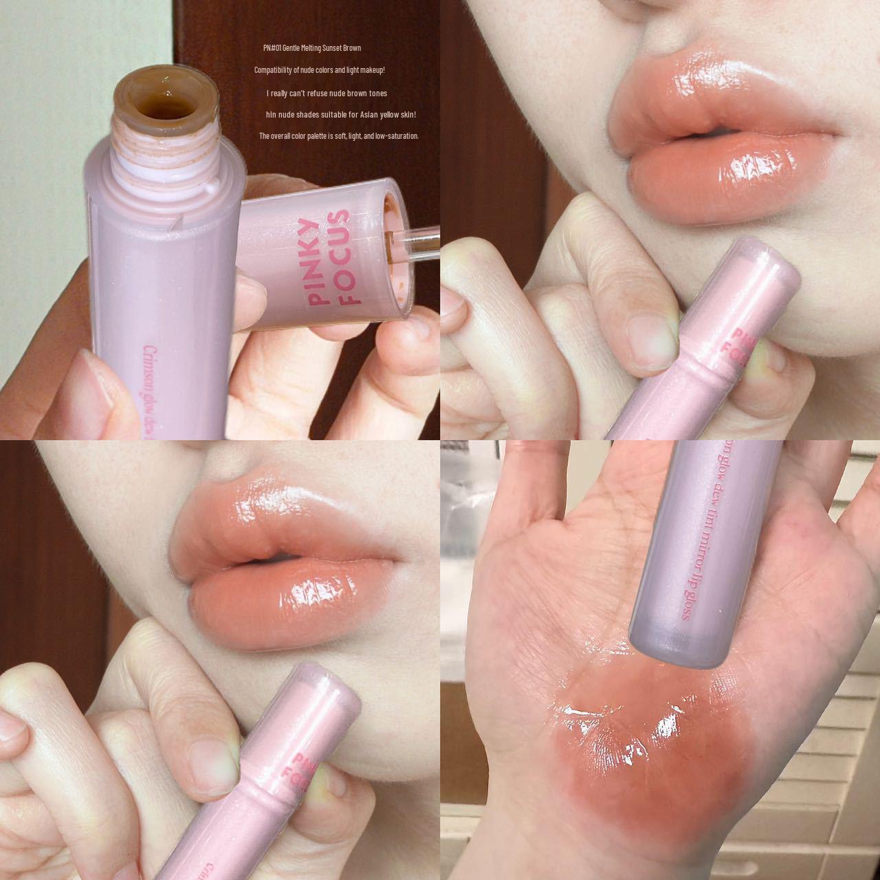 Увлажняющий блеск для губ PINKYFOCUS с эффектом увеличения: Осветляющая, Стойкая, Отбеливающая помада для натуральных губ. 2.2g