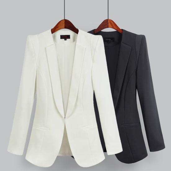 Women Blazer Notched Neck Long Sleeves Solid Color Spring And Autumn Female Slim