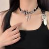 Black butterfly necklace female dark wind chocker babes leather collar collarbone