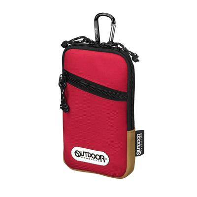 Smartphone Case OUTDOOR PRODUCTS Smartphone Pouch 04 Red with Carabiner and Belt Loop Compatible with iPhone 17, Air, Galaxy S25, Google Pixel