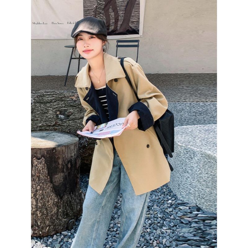 Khakifarbene Petite Windbreakerjacke für Damen Herbst Neu Koreanischer Stil Lockeres Lässiges Design Oberteil