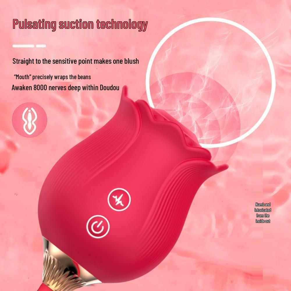 Dual-Head Vibrating Rose: Telescopic, Licking & Sucking Pleasure Toy for Women