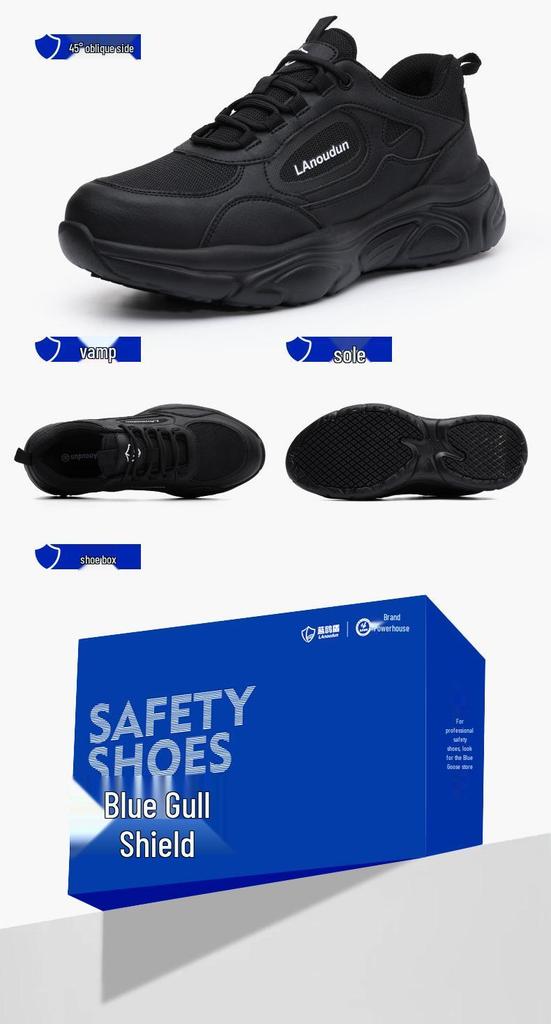Blue Gull Men's Four Seasons Safety Shoes: Anti-Smash, Anti-Puncture, Low-Top, Wear-Resistant, Comfortable for Long-Standing Work.