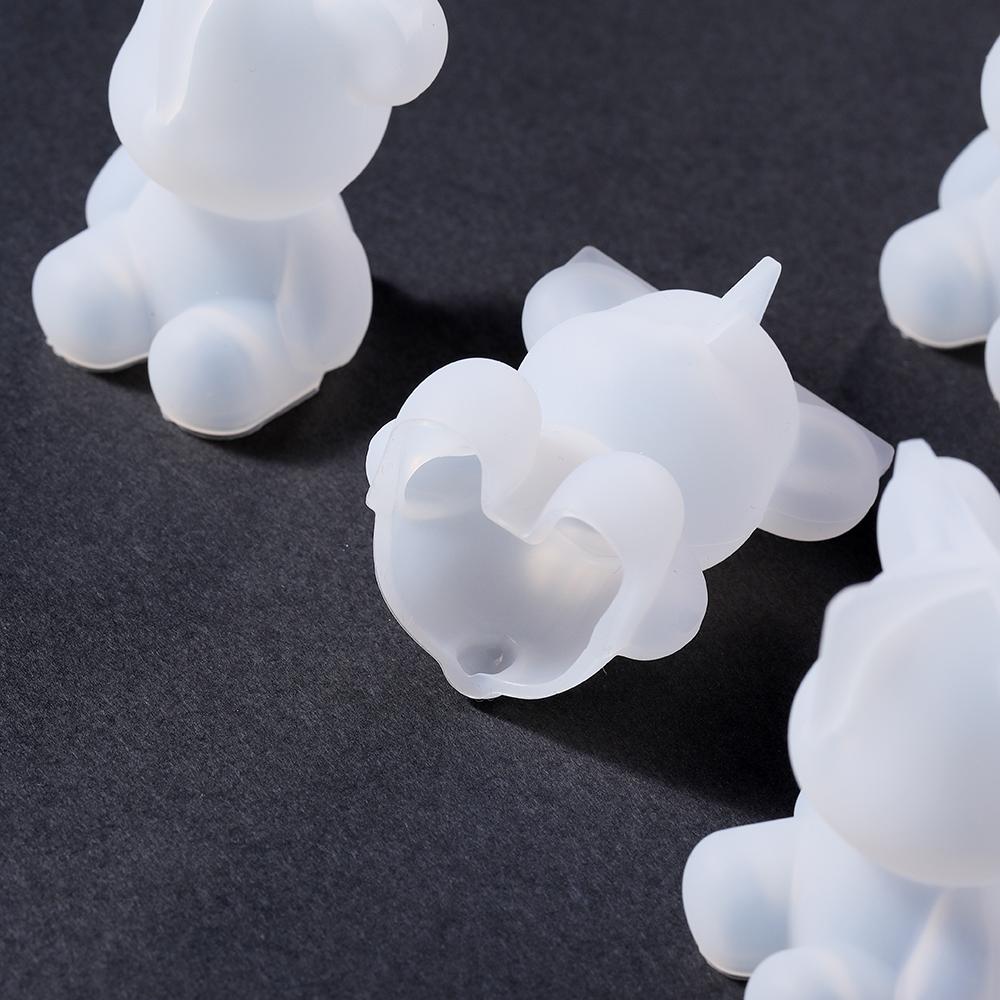 3D Bear Silicone Mold Faceted Rabbit Epoxy Resin Mould for DIY Keychain Pendant Epoxy Resin Crafts Bag Hanging Charms Decoration