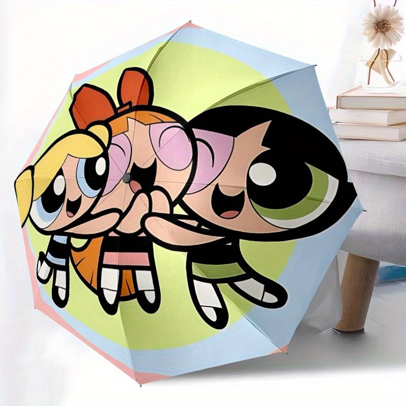 1pc Powerpuff Girls Automatic Open/close, Portable Folding Umbrella for Women & Men,Compact Parasol,, Durable Frame Yy250809180