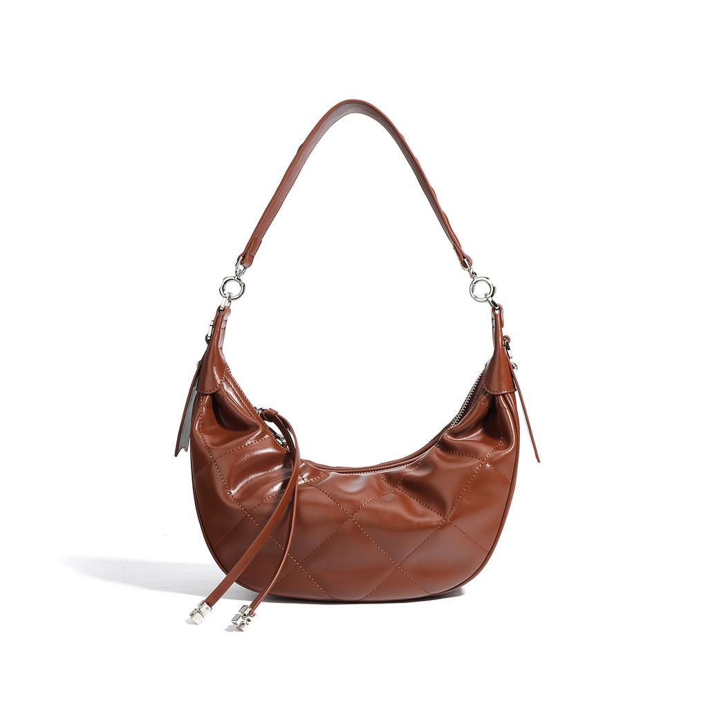 New Niche Design Simple Fashion Versatile Messenger Bag High Sense Women's Leather Underarm Bag Moon Tooth Bag