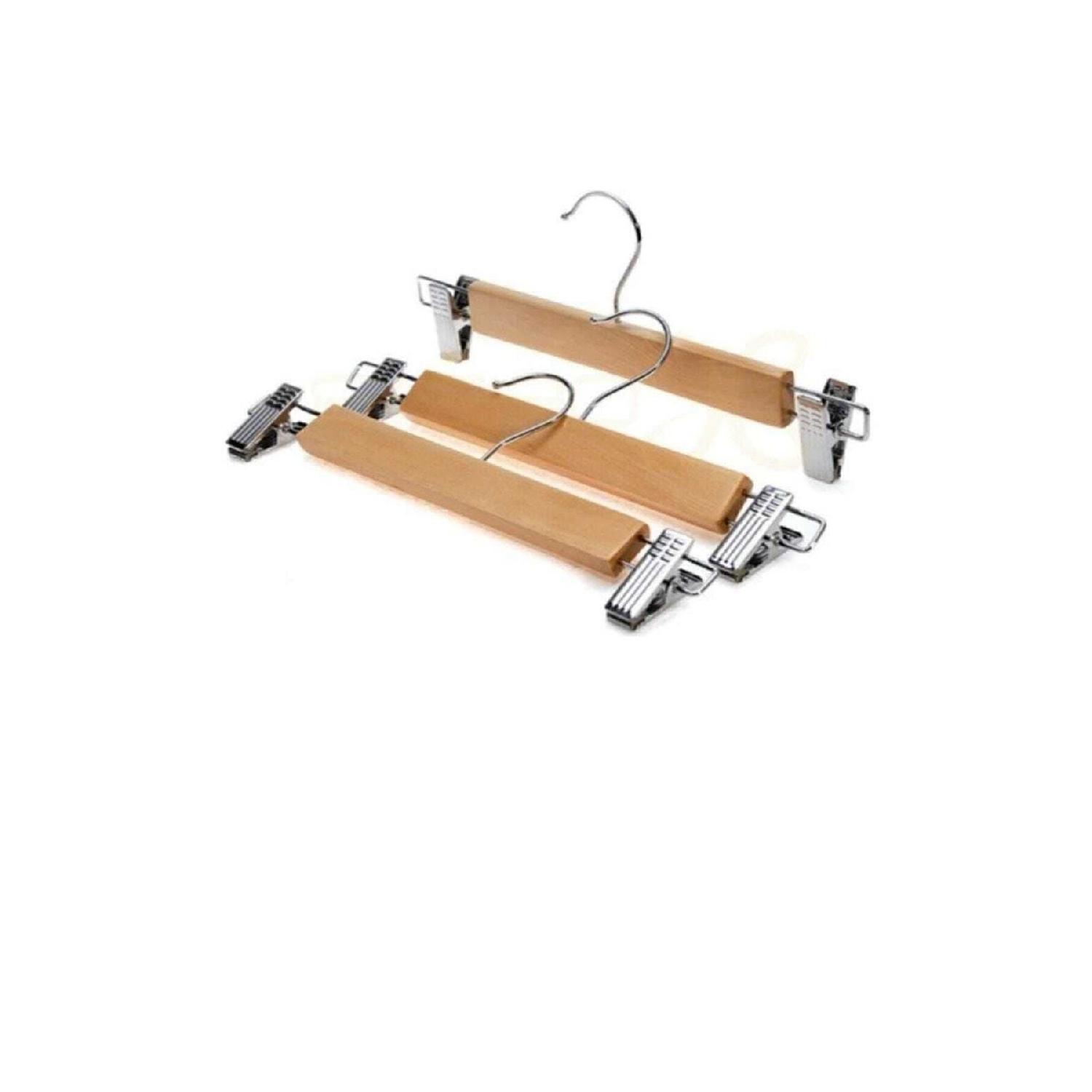 

5 Pieces - Clothes Hanger Wooden Hanger With Latch Clothes Hanger - Skirt Hanger With Latch Trouser Hanger коричневий
