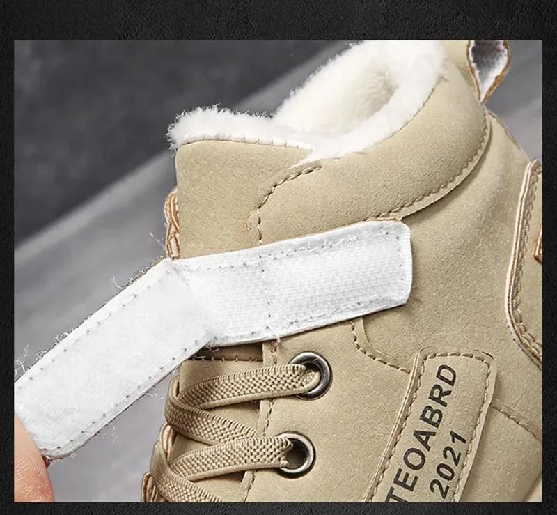 Autumn Winter Children's Boots Boys' Plus Cashmere Thicken Warm Snow Boots Girls' Non-slip Outdoor Boots Student Shoes Hiking Shoes