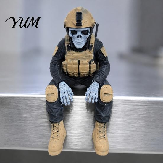 Veteran Retirement Gift Skeleton Hero Shelf Sitter Ornament, 3D Printed Soldier Figurine, Warrior Tribute Collectible Gothic Tactical Sitting