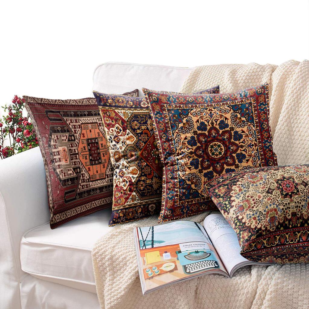 Red Moroccan Ethnic Pattern Petal Short Plush Pillowcase Sofa Cushion Cover Home Decoration Can Be For You 40X40