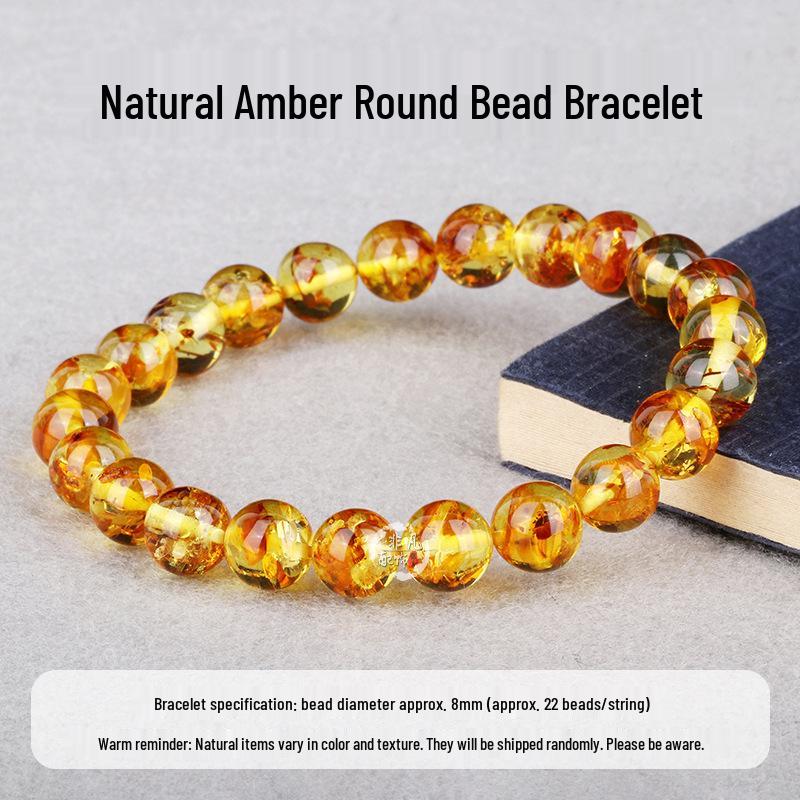 Natural Amber Beeswax Flower Beads Bracelet with Star and Moon Design - Multi-Treasure Bodhi Clavicle Chain for DIY Accessories