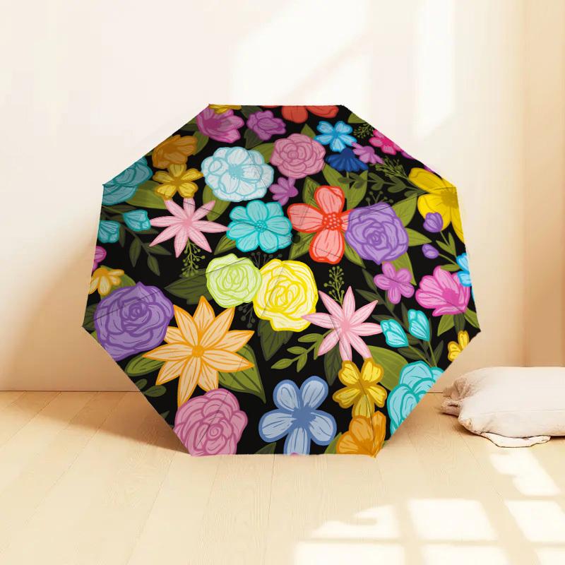 1pc flowers pattern Pattern Umbrella  Automatic Opening and Closing Umbrella, High quality Umbrella, Ideal Gift for Her 163
