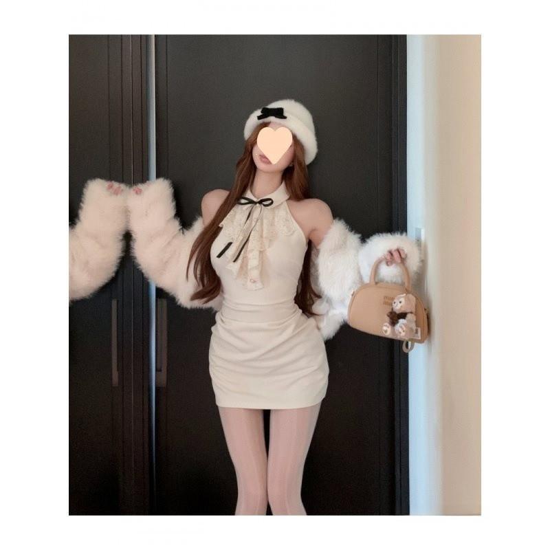 Street Style Lace Panel Off Shoulder Bodycon Dress For Autumn Women