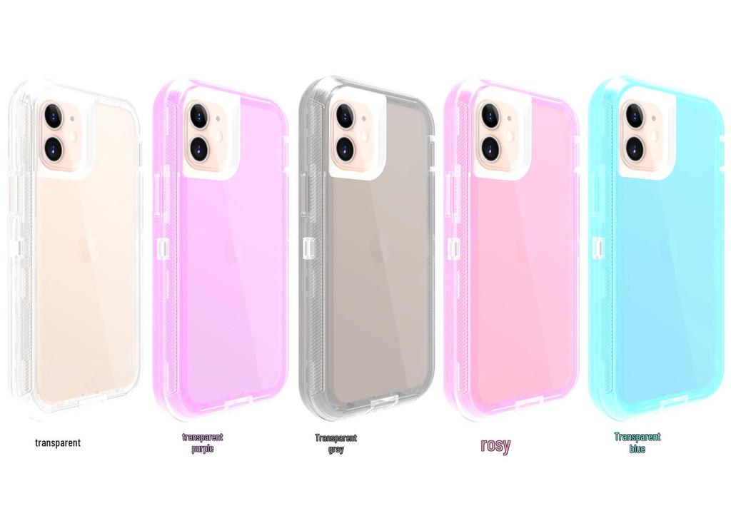 iPhone 14/5/7 Pro Max Transparent Robot S24 Ultra 3-in-1 Drop-Proof Case