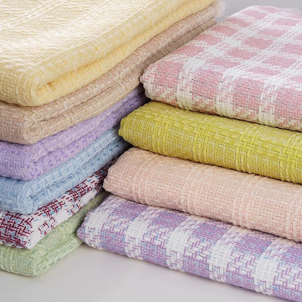 Woolen Tweed Plaid Chenille Fabric Woven Small Fragrant Fabric DIY Elegant Fashion Coat Skirt Designer