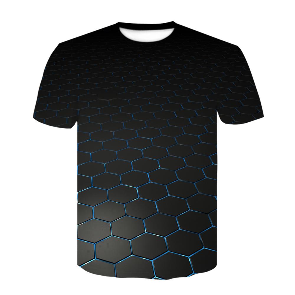 

Летняя мода, креативные футболки с геометрическим рисунком, мужские повседневные трендовые футболки с принтом, индивидуальный топ в стиле Харадзюку с круглым вырезом и короткими рукавами 6XL