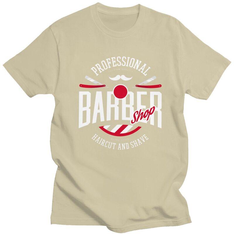 Custom Cool Barber Shop T Shirt Men Short Sleeves Pure Cotton Tshirt Barbershop Hairdresser Hairstylist Gift Tees