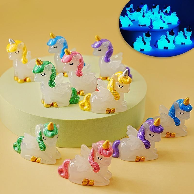 Year of The Horse Luminous Unicorn Creative Home Office Desktop Decoration Resin Decoration Trendy Cute Blind Box Accessories