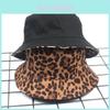 Trendy Leopard Print Fisherman Hat With Wide Brim For Spring Outdoor Sun Protection