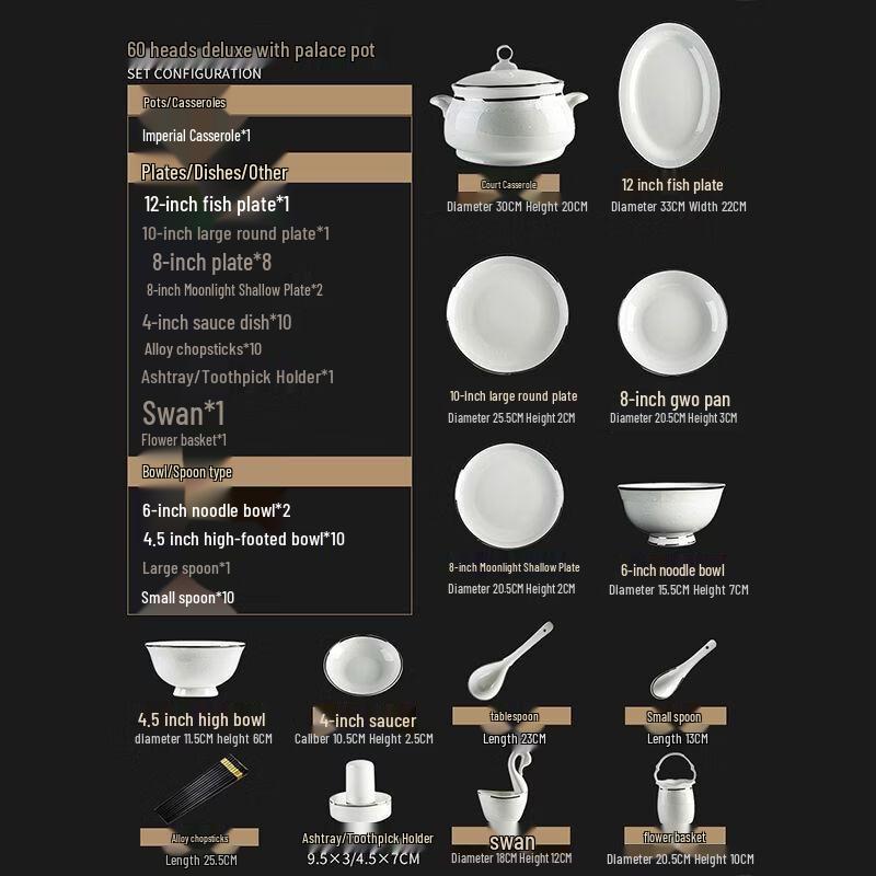 

Hanyou Ice Crystal Jade Clean 60-Piece Bone China Dinnerware Set