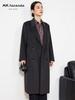 Women's Mid-Length Wool Blend Coat - Over the Knee, Notch Lapel, Loose Fit, Double-Sided Cashmere for Autumn and Winter.