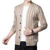 Men's Knitted Cardigan Autumn New Striped Knitted Sweater Youth Casual Fashion Outer Wear Real Pocket Jacket