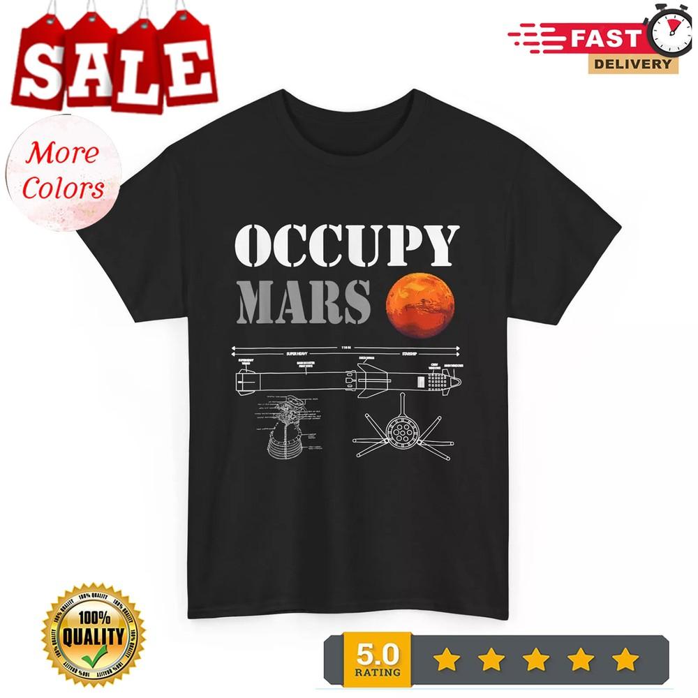 2025/Occupy Mars starship rocket T-Shirt Unisex T-Shirt XXXXL