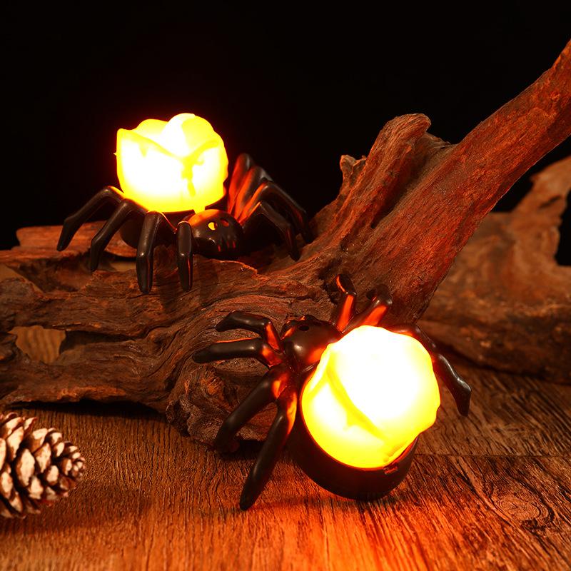 Halloween Pumpkin Lantern Atmosphere Decoration Props LED Electronic Candle Lamps Glowing Spider Night Lights Ornaments