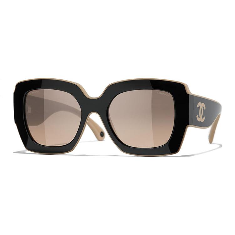 

Chanel Carved Arm Square Sunglasses Women sunglasses Black CH6059 F,Black
