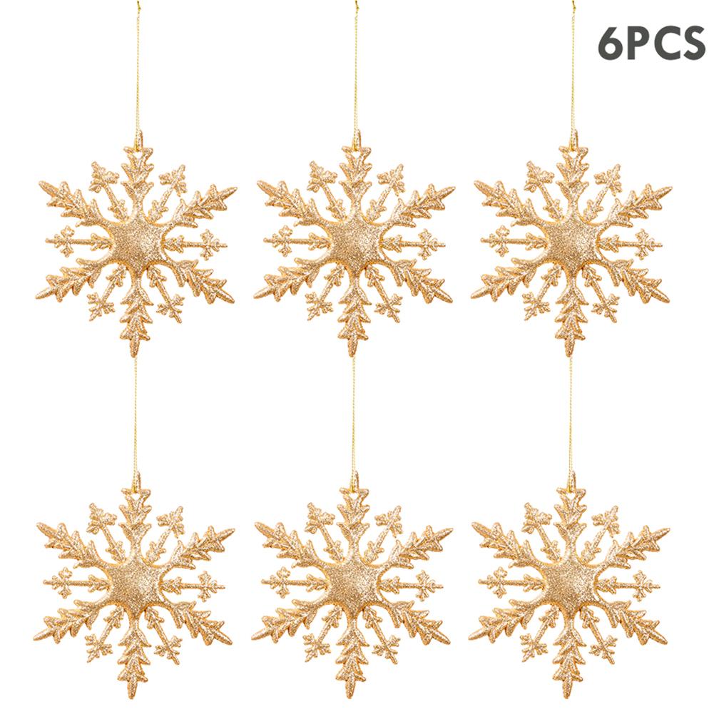 6Pieces Blue Snowflakes With Bright Powde Snowflakes For Christmas Tree Decoration Winter New Year Hanging Decoration