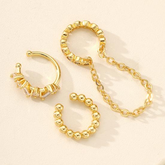 Yousheng 3Pcs Ear Cuffs for Women, Thin Chain Hanging Ear Bone Clips, Non-Pierced Ear Cuffs with Cubic Zirconia for Commuting Dating Party Travel