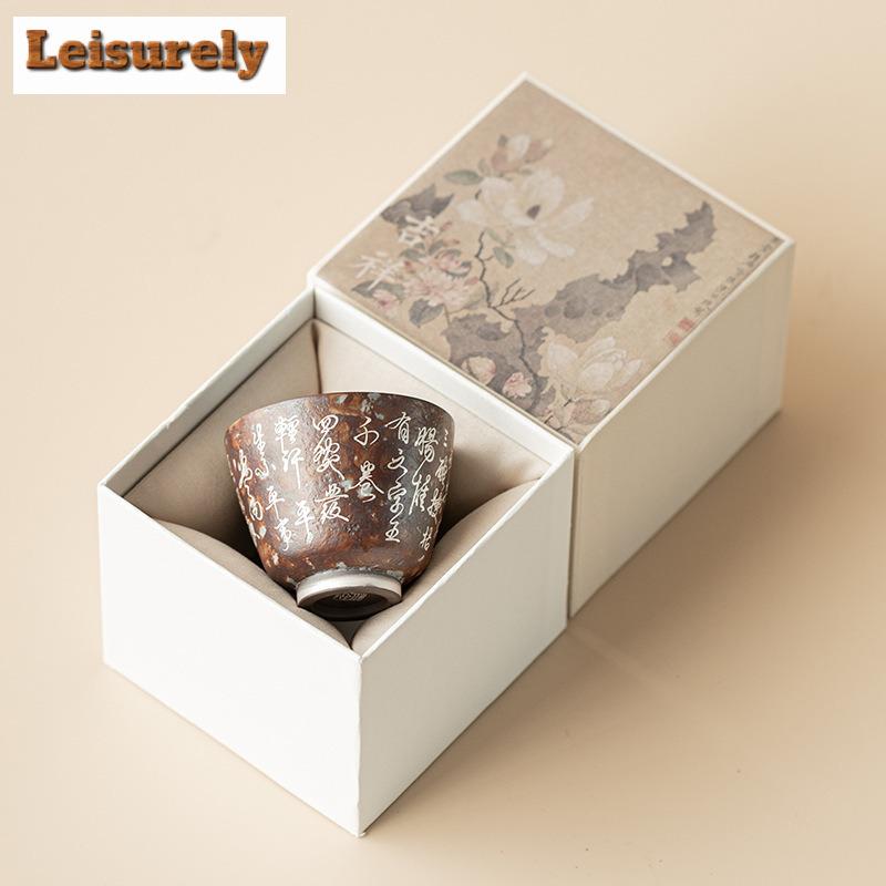 100ml Gilt Silver Agilawood Teacup Antique Tea Bowl Sample Tea Cup Tea-tasting Meditation Cup Jianzhan Master Cups Household