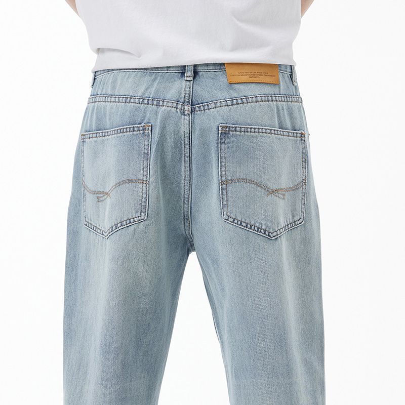Spring and Summer New Thin High-end European and American Lyocell Tencel Loose Straight Jeans Men's Trendy MEN