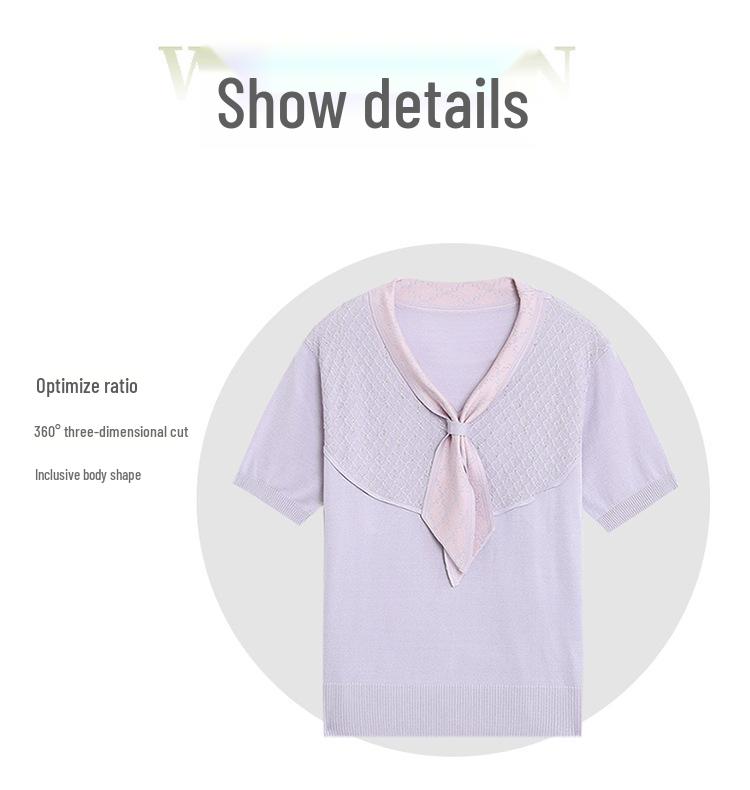 2026 Summer Ice Silk Knit Top for Women: Youthful and Cooling T-shirt