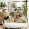 1pc Boho Abstract Geometric Tropical Leaves Throw Pillow Covers Neutral Gold Brown Tone Couch Cushion Cases for Home Decor