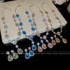 Dinner dress daughter gold full diamond necklace women's new choker neck chain stud earrings set light luxury niche design accessories