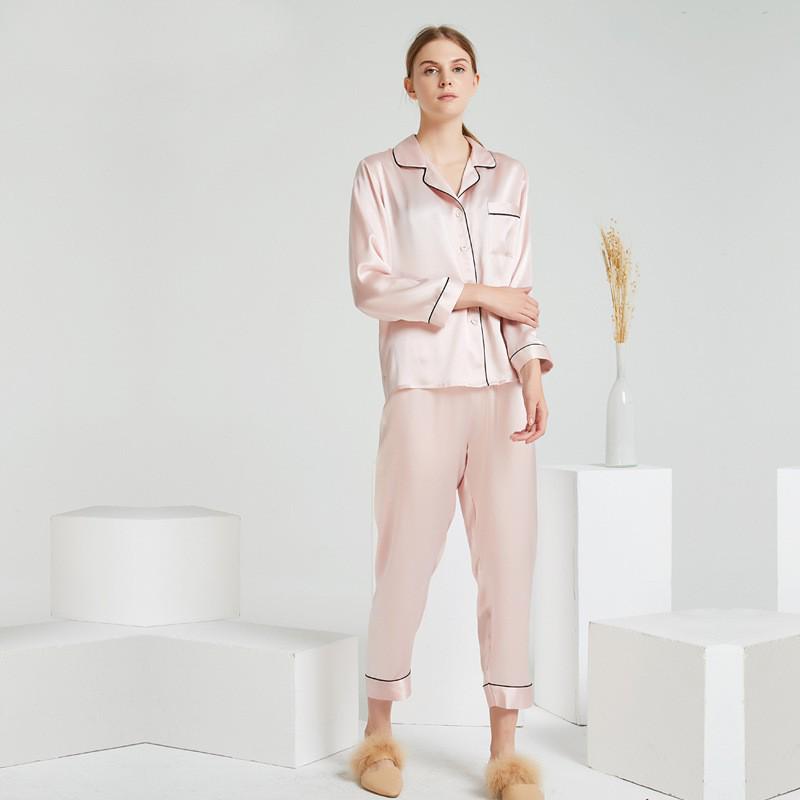 Diexiu 22 Momme Heavyweight Silk Long Sleeve Pajama Set - Two-Piece Loungewear