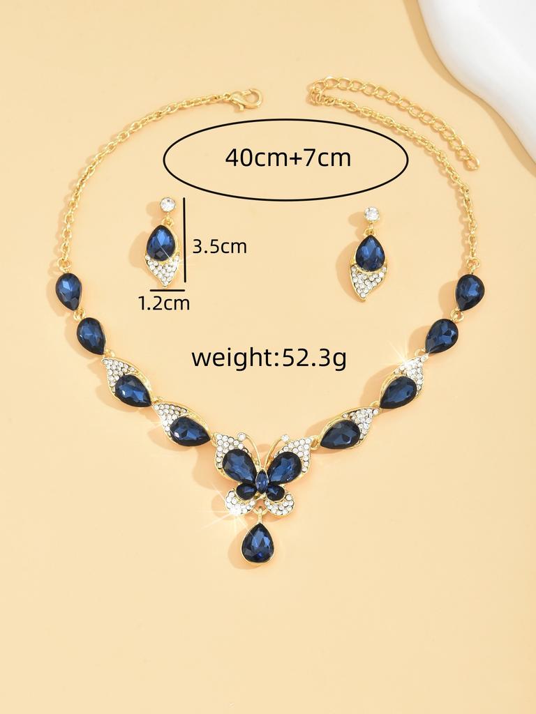 Ladies' Design Butterfly Necklace Earrings Jewelry Set Suitable for Wedding, Party, Festival Gifts