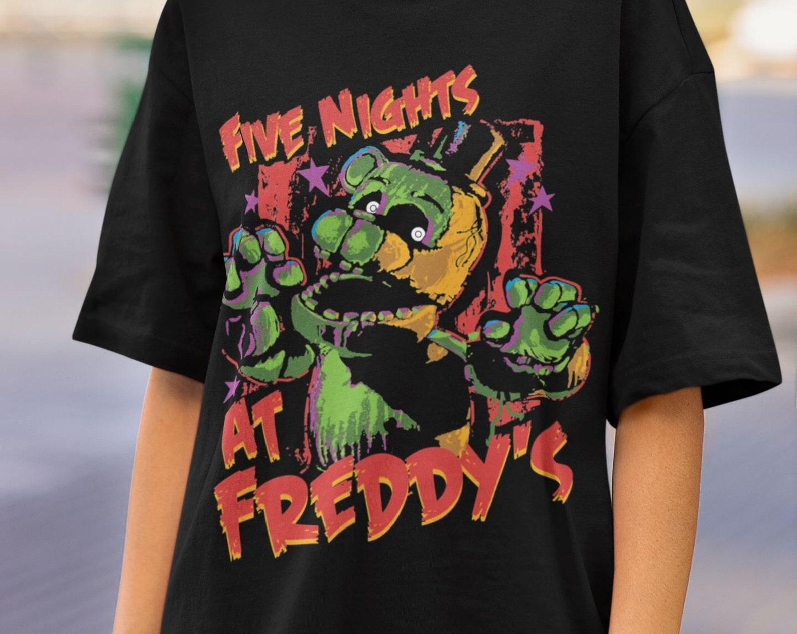 Retro Five Nights At Freddy s Sweatshirt, Freddy Fazbear s Pizza, FNAF Halloween Unisex Tee, Video Game Merch T-Shirt, Gift For Gamers 4XL