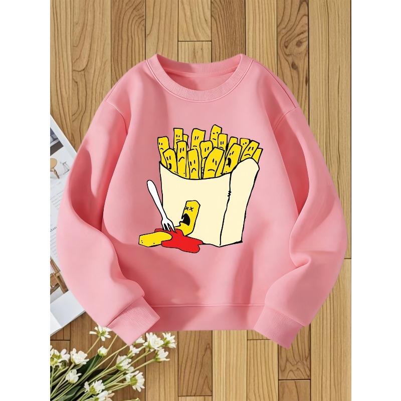 European sizes Kids' Round Neck Hoodie Fashion Print Versatile Top