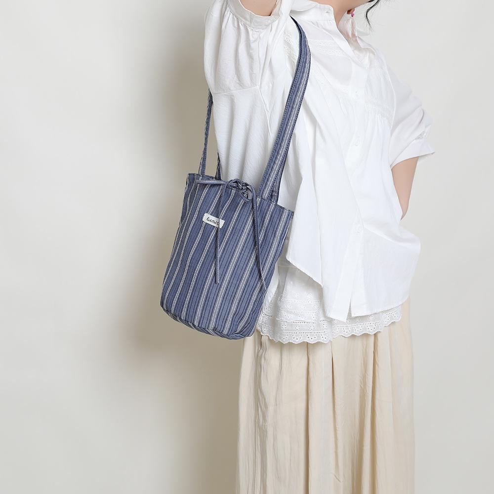 Korean-style Laid-back Cloth Bag Bucket Bag, Academic Artistic Single-shoulder Tote Bag