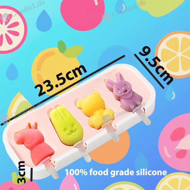 Food Grade Silicone Moulds, Reusable,Silicone Icicle Moulds +6 Reusable Sticks, Silicone Ice Moulds for Kids with Handle, Ice Lolly Moulds with Lid