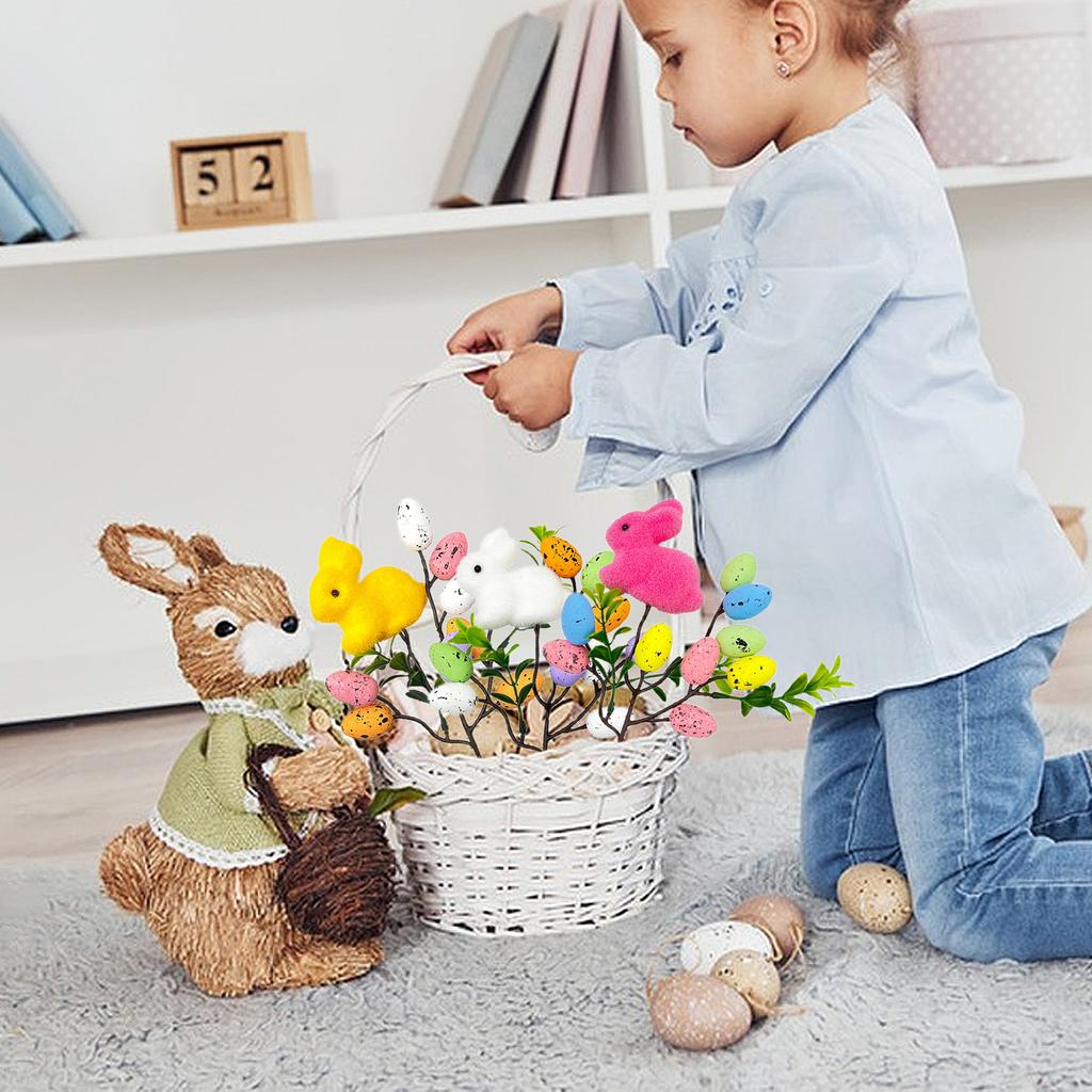 3PCS Easter Egg Stems Artificial Picks for Holiday Decoration Bunny
