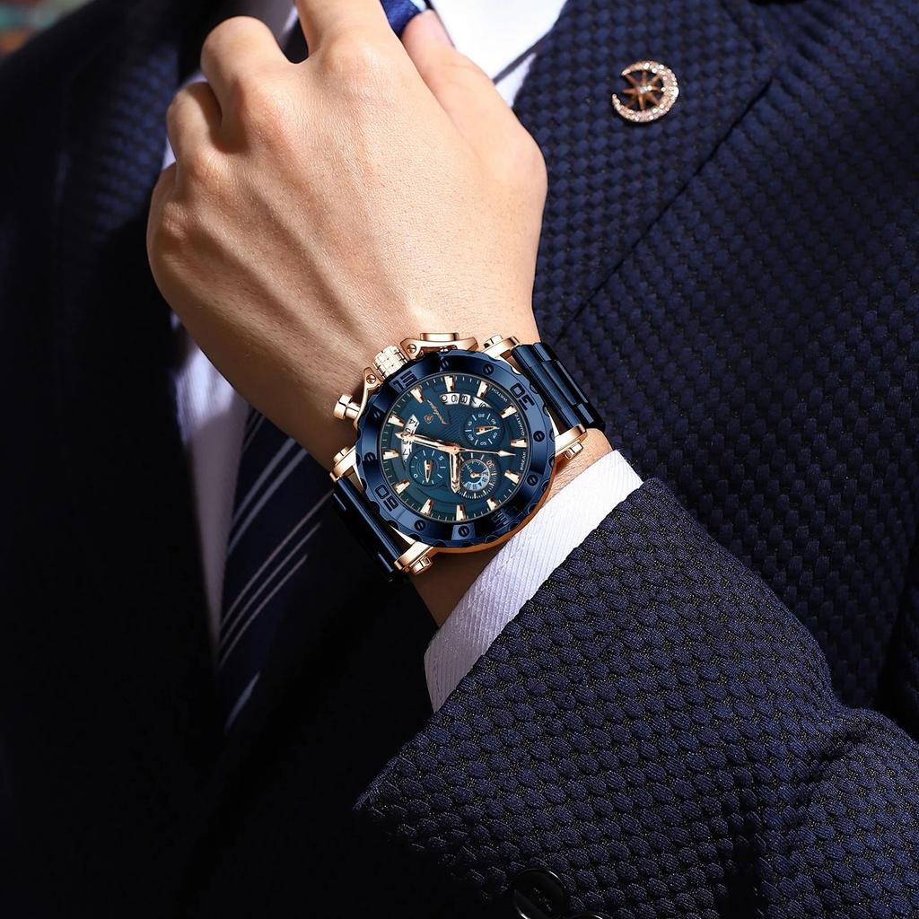 Stainless Steel Watch for Men with Large Dial Quartz Men Watches Fashionable Luxury Business Watches for Men Watches