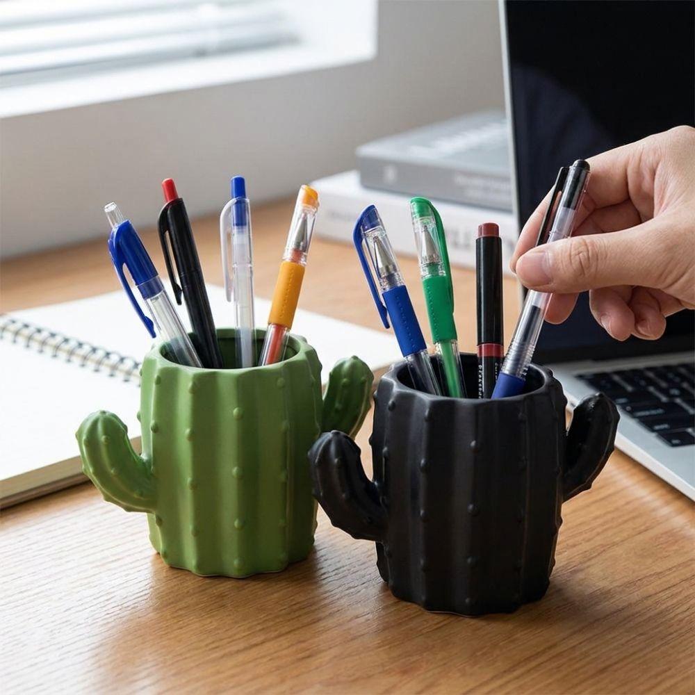 3D Printed Cactus Pen Holder Ins Style Makeup Brush Organizer Desktop Storage Pot  School Decor