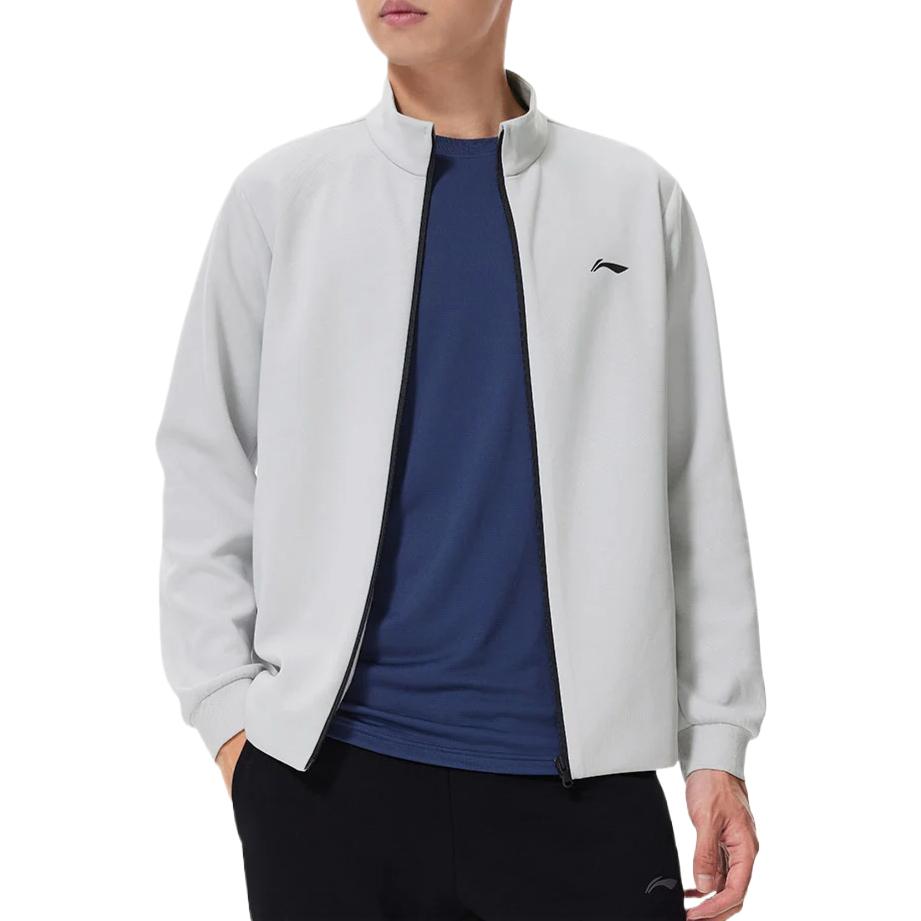 Li Ning Solid Color Zip-Up Stand Collar Jacket Men jackets AFDW935-1